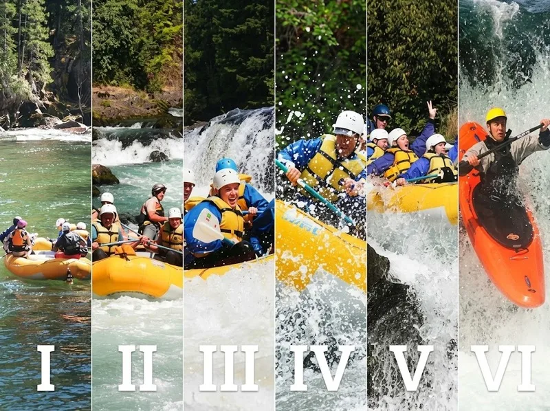 Cấp độ rafting được phân chia dựa trên độ mạnh của dòng nước, sóng và mức độ khó của ghềnh.
